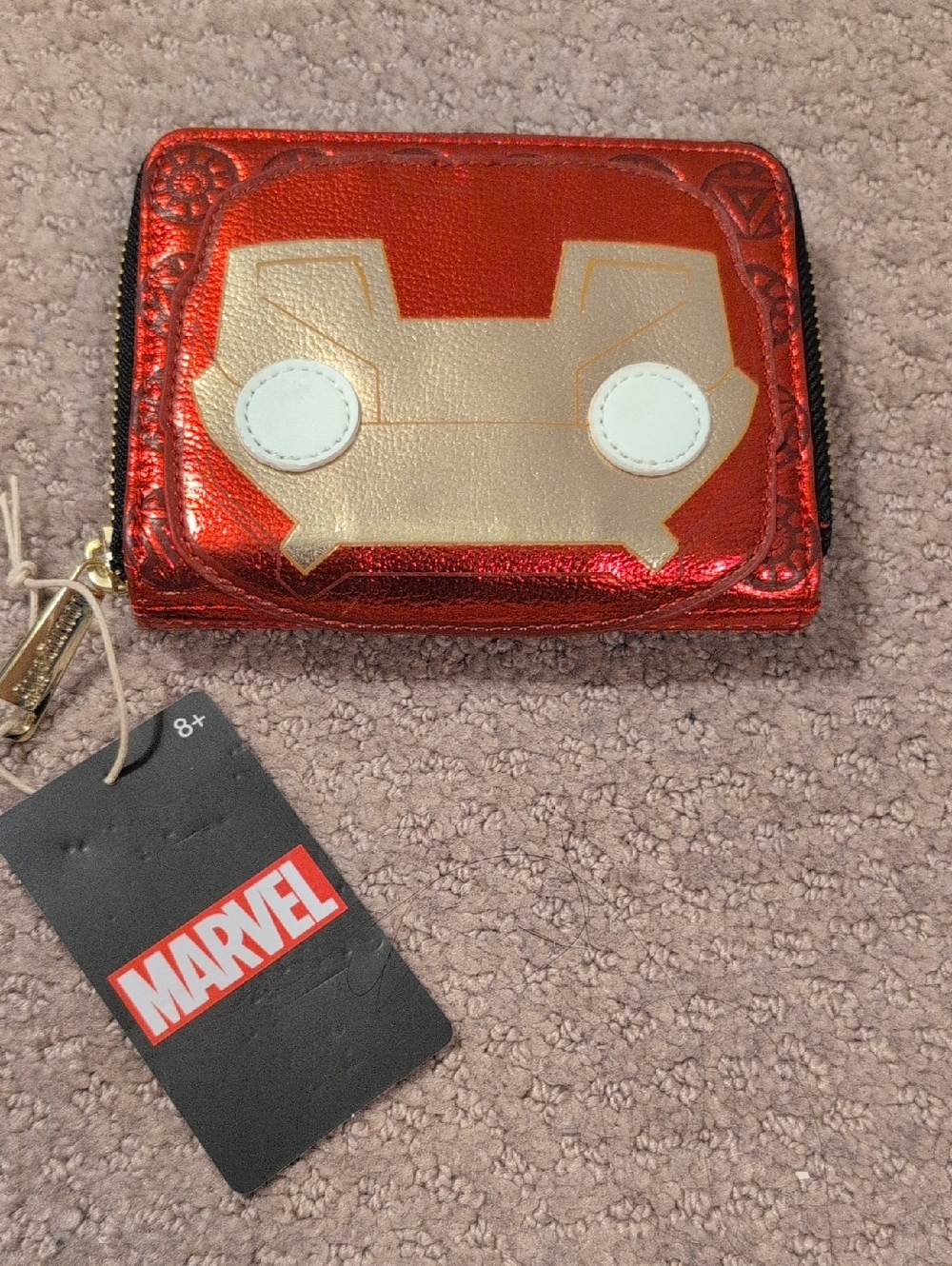 Marvel Disney Metallic Red and Gold Iron Man Zip Wallet